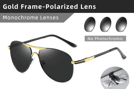 New Polarized Photochromic UV400 Sunglasses gold black