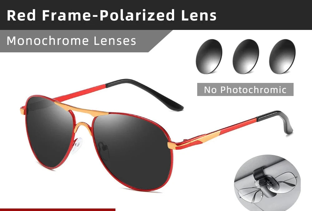 New Polarized Photochromic UV400 Sunglasses Red