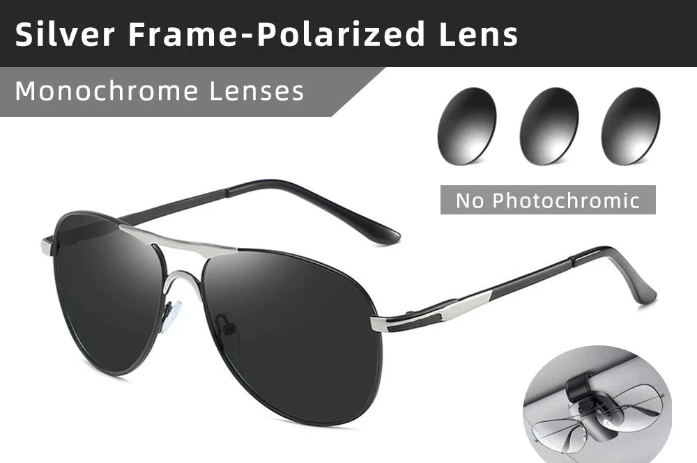 New Polarized Photochromic UV400 Sunglasses black silver