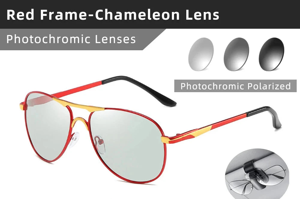 New Polarized Photochromic UV400 Sunglasses red gold