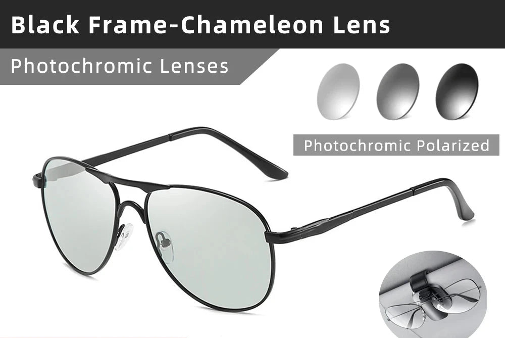 New Polarized Photochromic UV400 Sunglasses Black