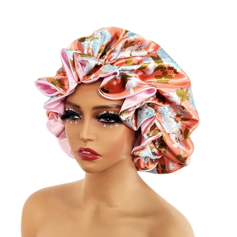 Pink New Satin Lined Bonnet Sleep Cap Bonnet