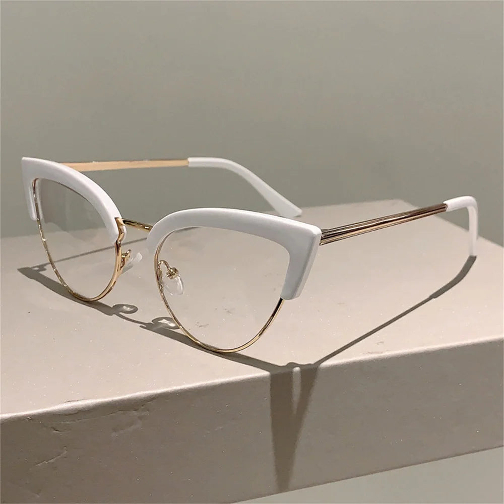 New Vintage Cat Eye Frame Eyeglasses white clear lens