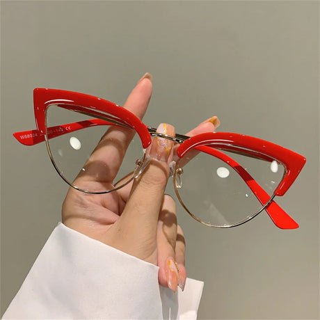 New Vintage Cat Eye Frame Eyeglasses red clear lens