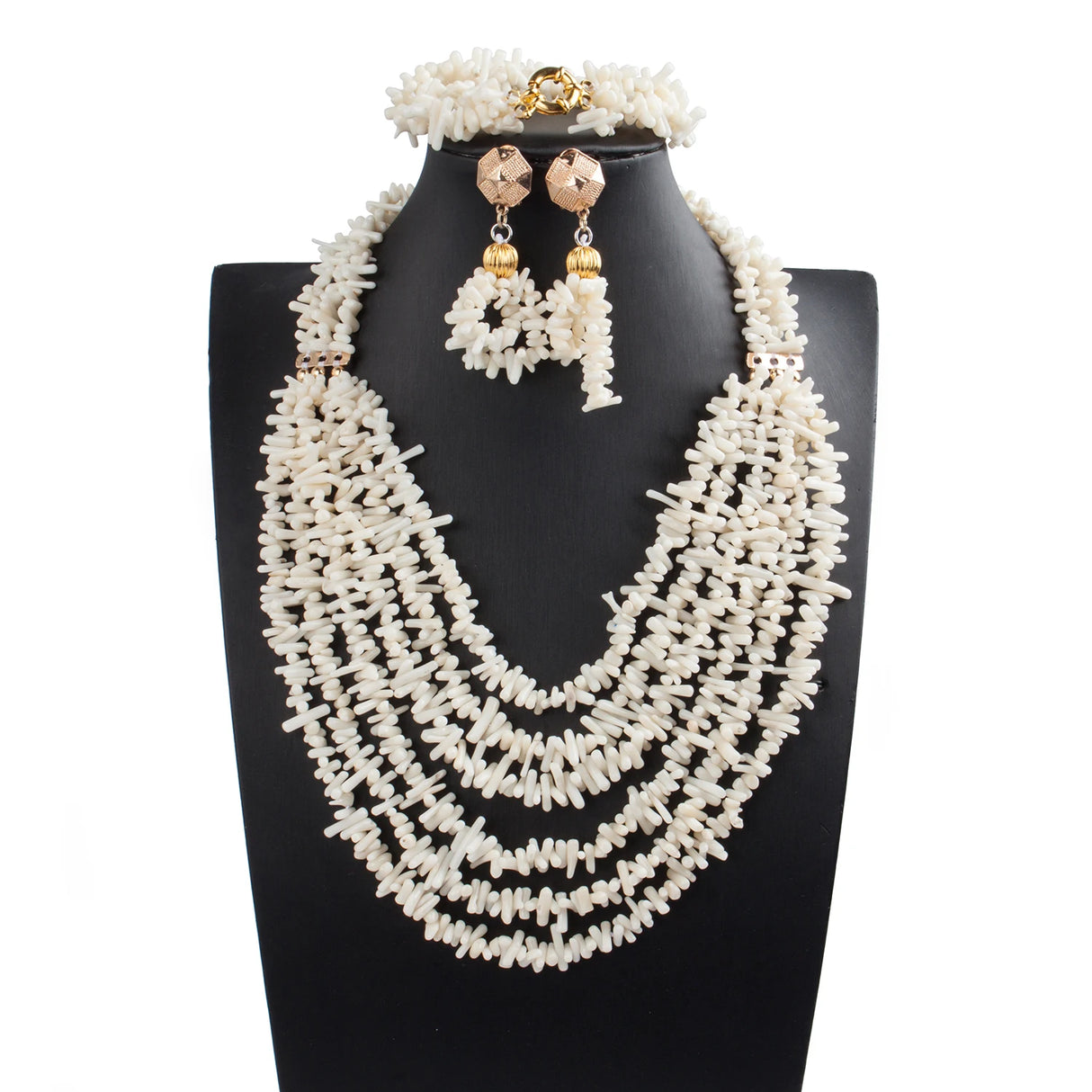 White Nigerian Coral Beads Jewelry Sets