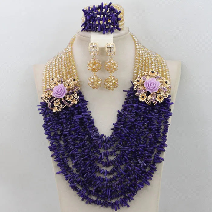 Blue Nigerian Coral Beads Jewelry Sets
