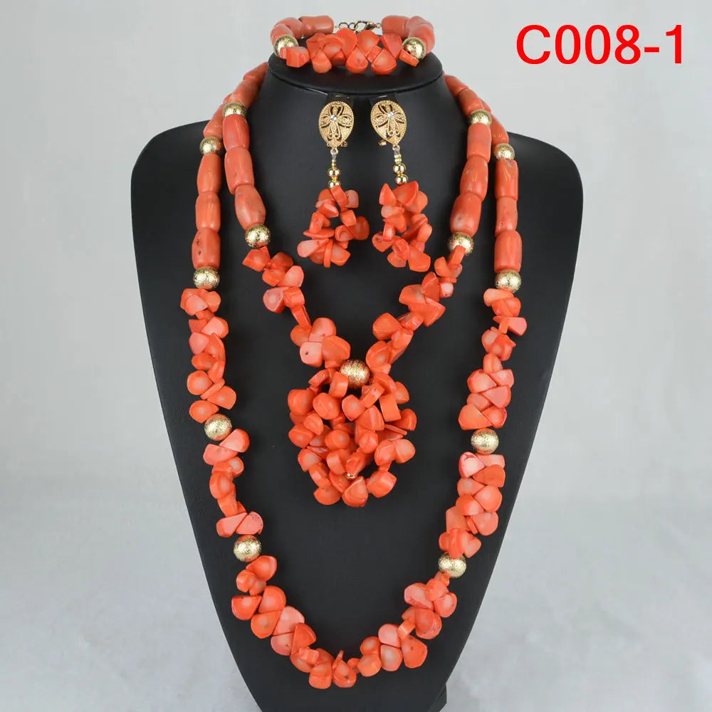 Nigerian Coral Beads Wedding Jewelry Set