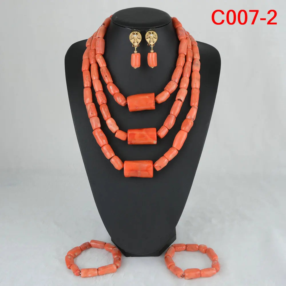 Nigerian Coral Beads Wedding Jewelry Set