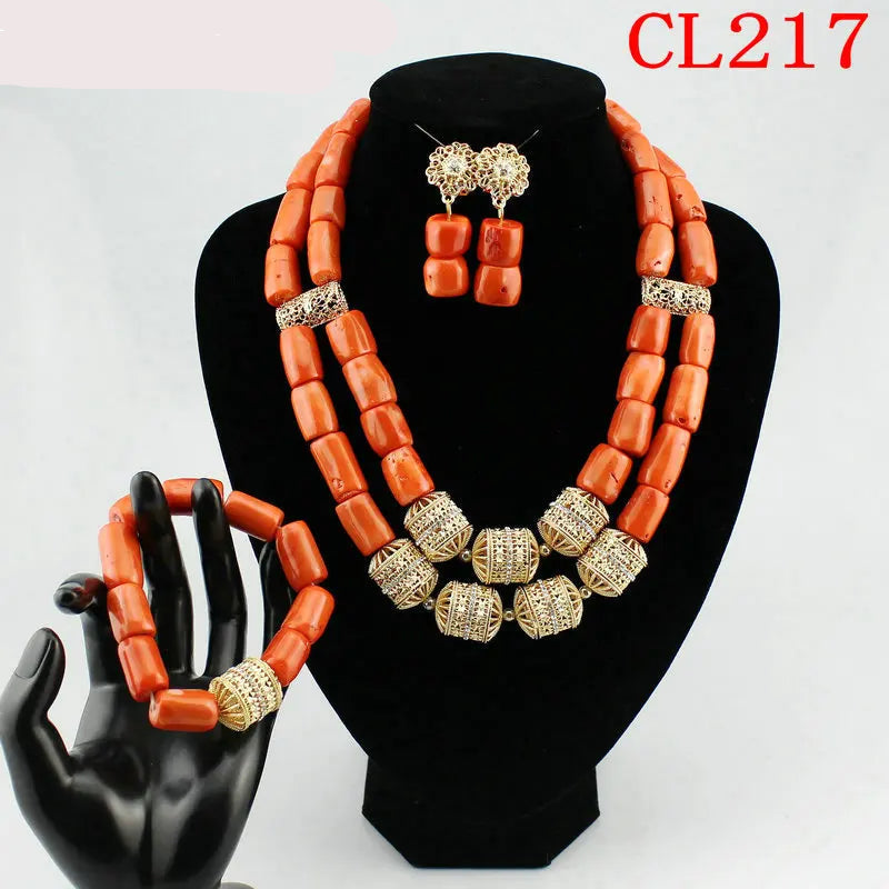 Nigerian Coral Beads Wedding Jewelry Set