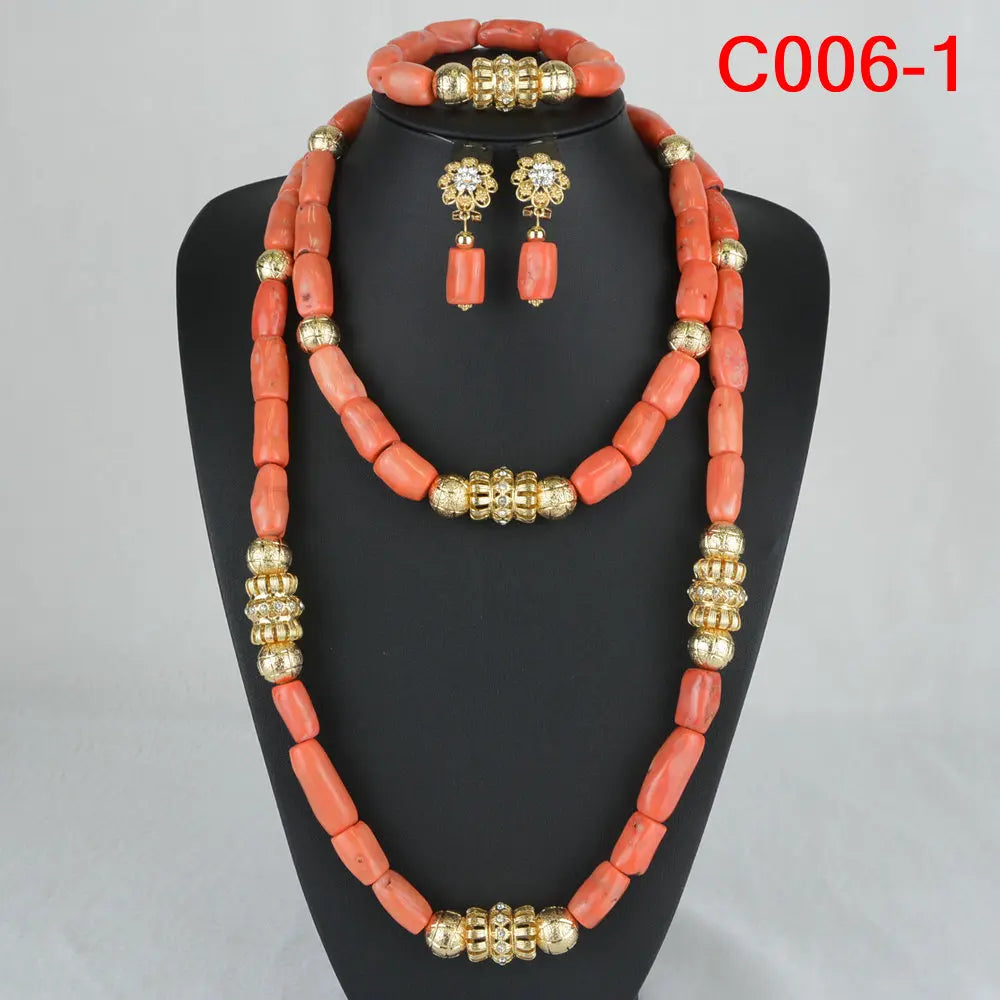 Nigerian Coral Beads Wedding Jewelry Set