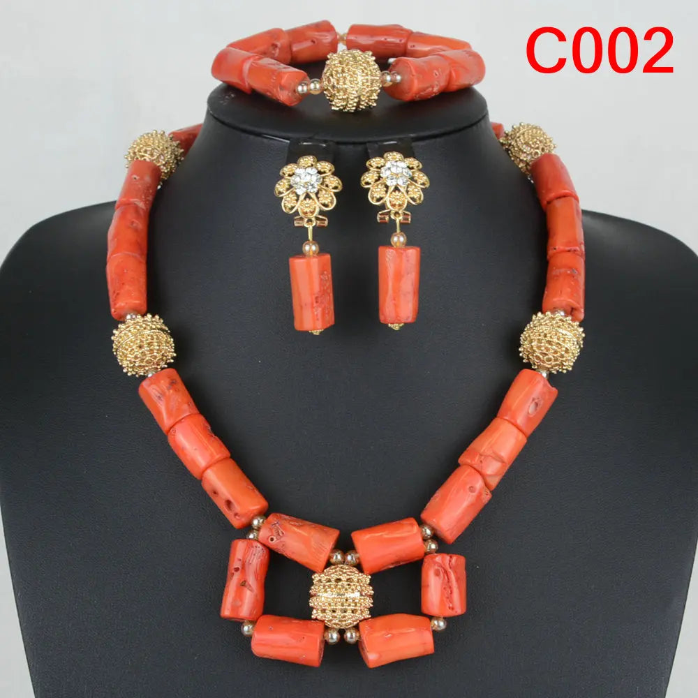 Nigerian Coral Beads Wedding Jewelry Set