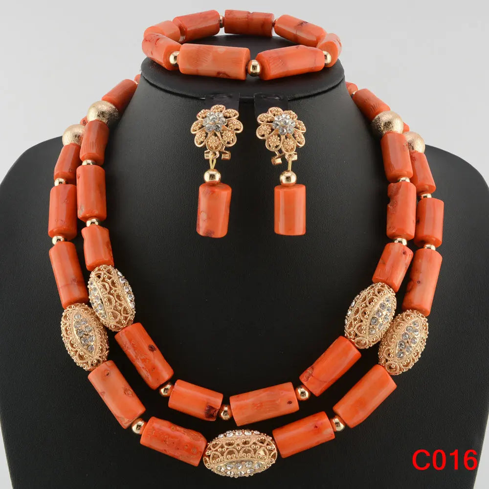 Nigerian Coral Beads Wedding Jewelry Set