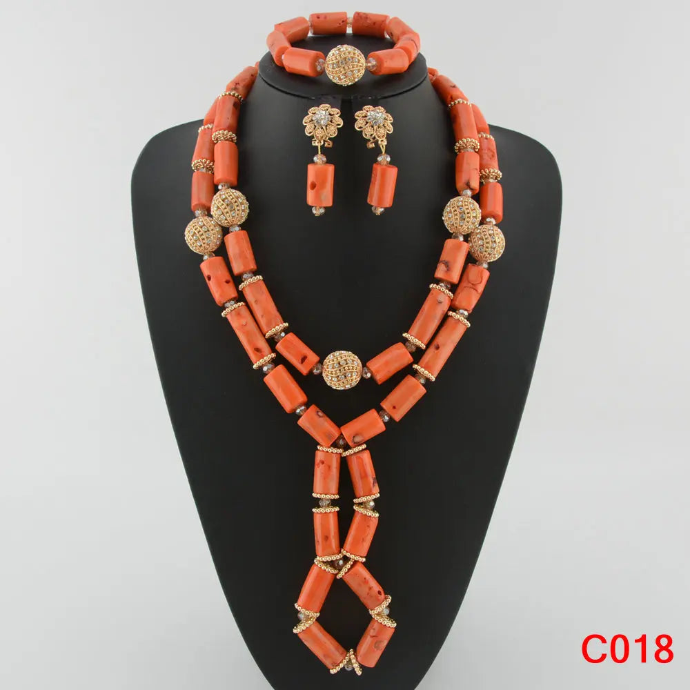 Nigerian Coral Beads Wedding Jewelry Set