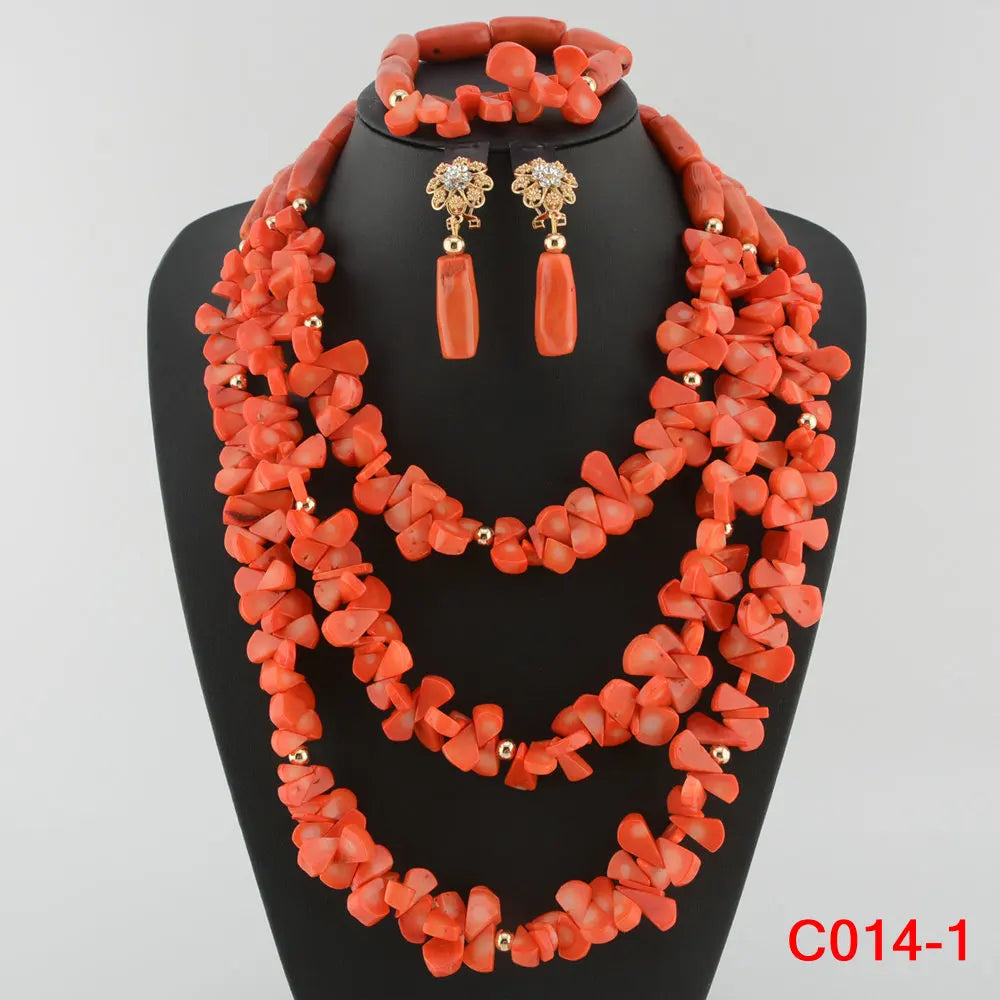 Nigerian Coral Beads Wedding Jewelry Set