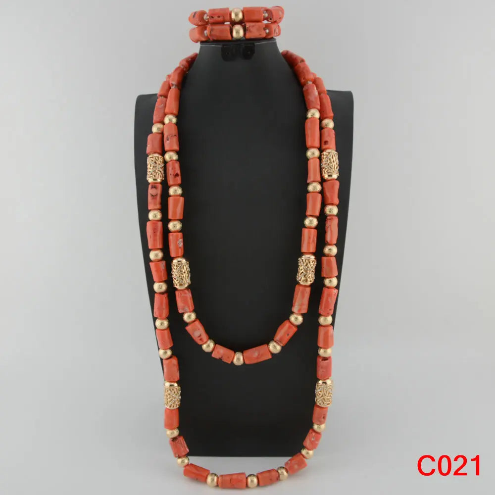 Nigerian Coral Beads Wedding Jewelry Set