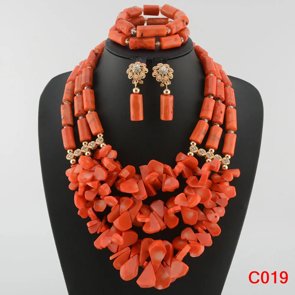 Nigerian Coral Beads Wedding Jewelry Set