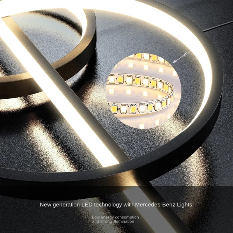 Modern Nordic LED pendant lamp hanging above a dining table or bar counter