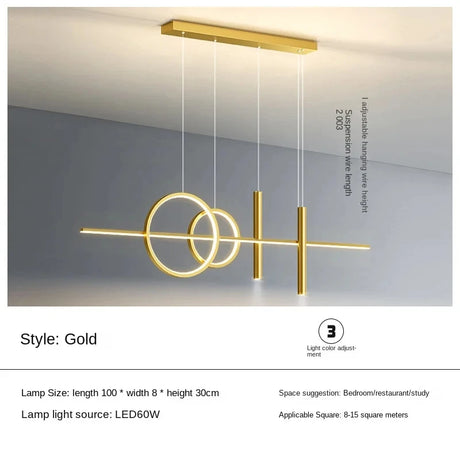 Modern Nordic LED pendant lamp hanging above a dining table or bar counter