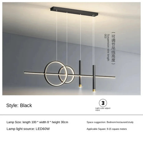 Modern Nordic LED pendant lamp hanging above a dining table or bar counter
