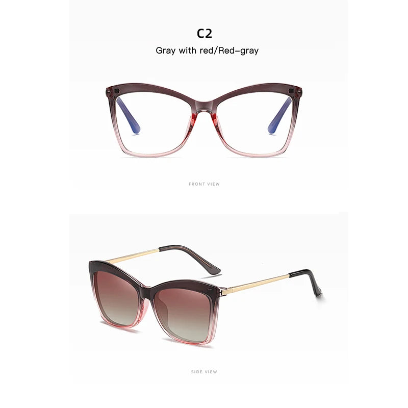 Brown Blue Optical Magnetic Polarized Short-sighted Glasses