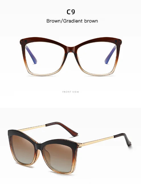 Black Brown Optical Magnetic Polarized Short-sighted Glasses