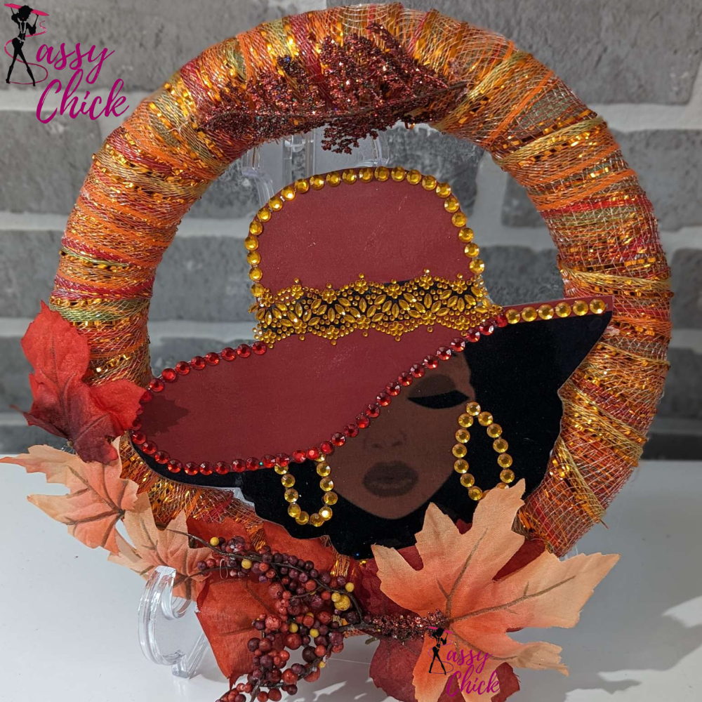 Orange Red Floral Design Lady Wreath Sassy Chick Logo