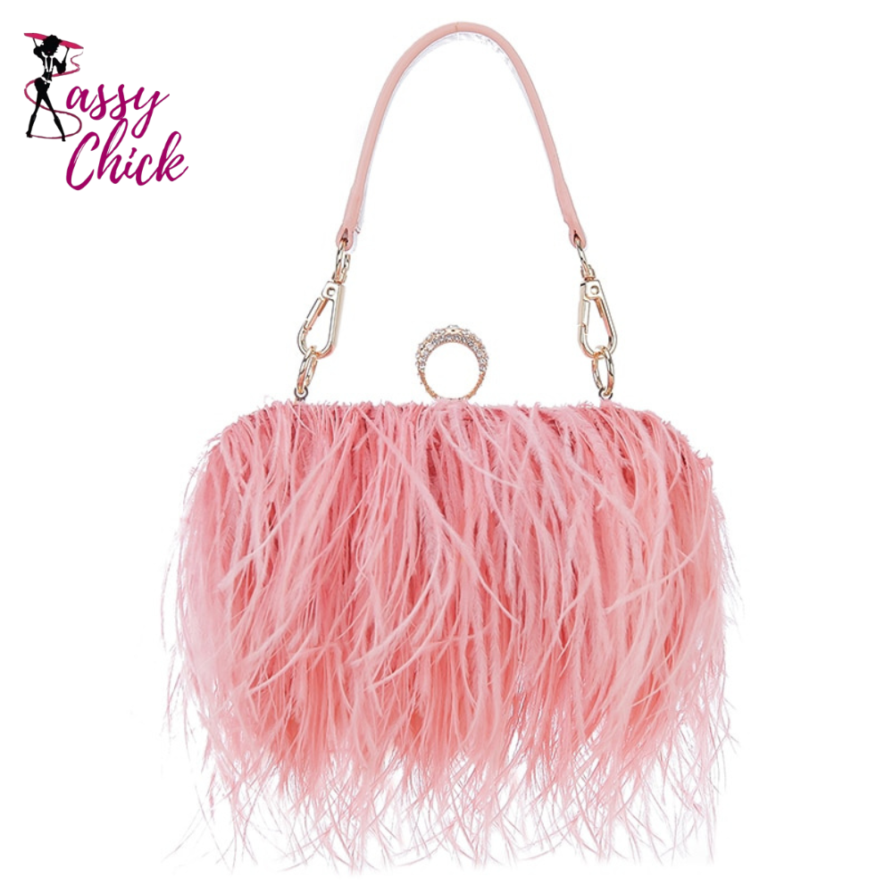 Ostrich Feather Clutch Sassy Chick Logo