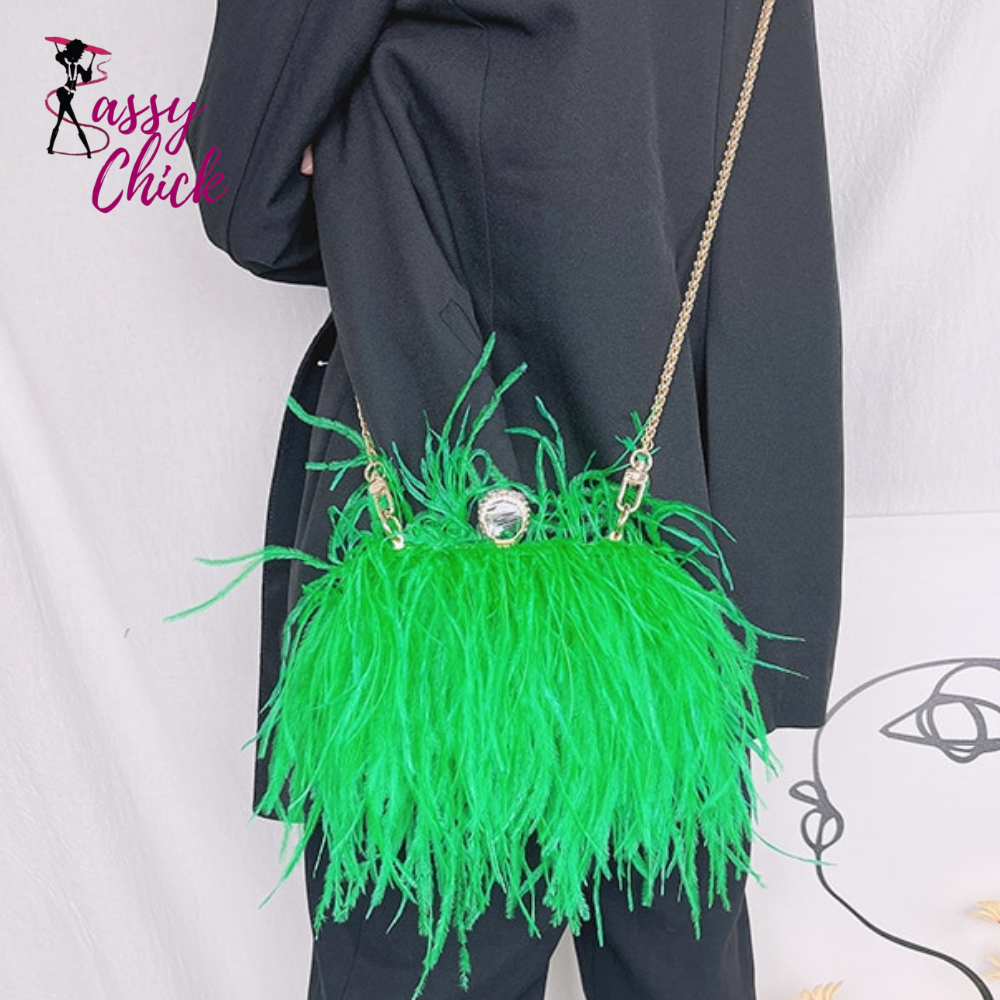 Ostrich Feather Clutch Sassy Chick Logo