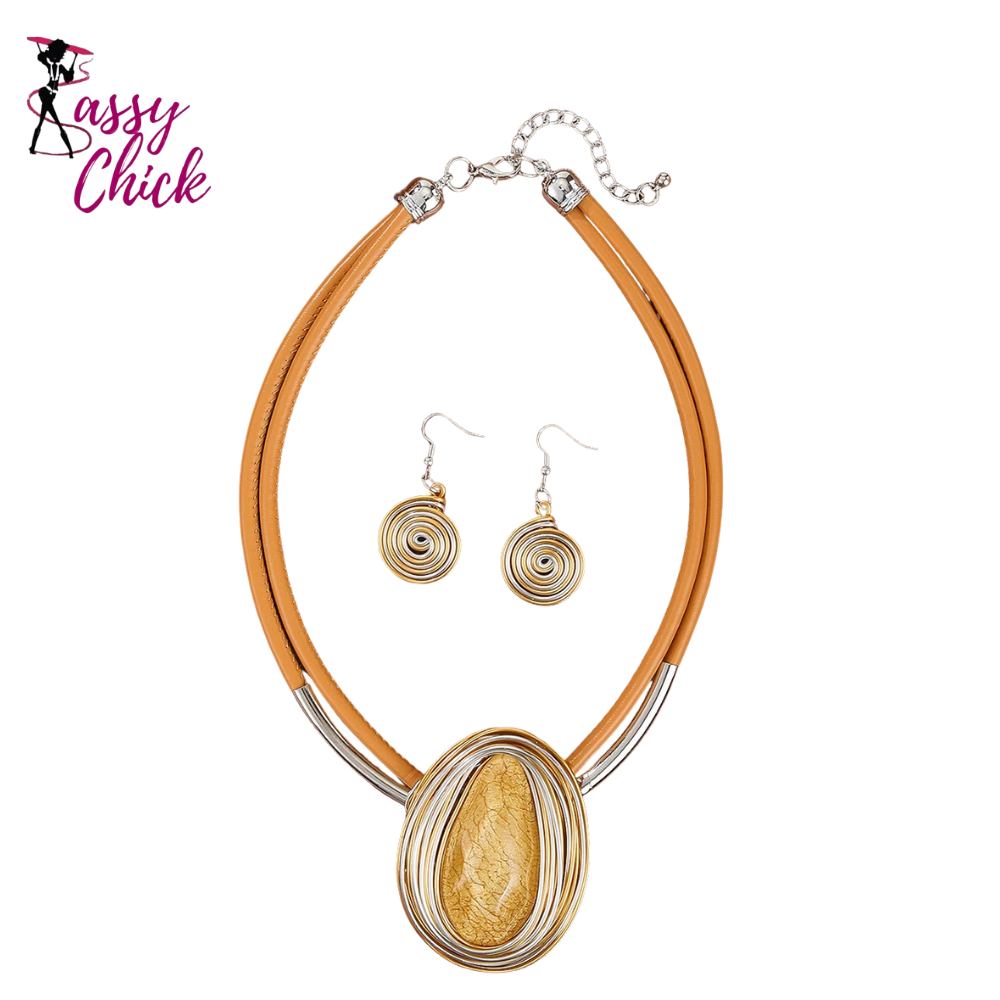 Oval Shape Colorful Crystal Jewelry Sets Sassy Chick Logo