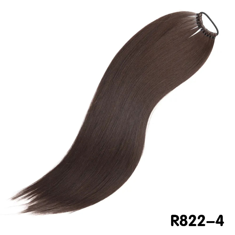 Light Black Overhead Tail Straight Synthetic Ponytail Hair Extensions