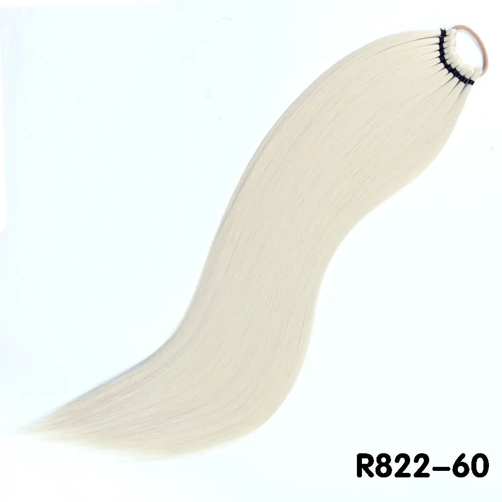 White Overhead Tail Straight Synthetic Ponytail Hair Extensions
