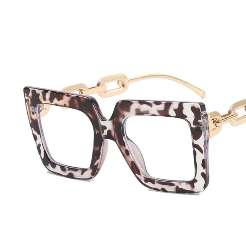 Oversize Hyperopia Chain Frame Clear Lens Eyewear