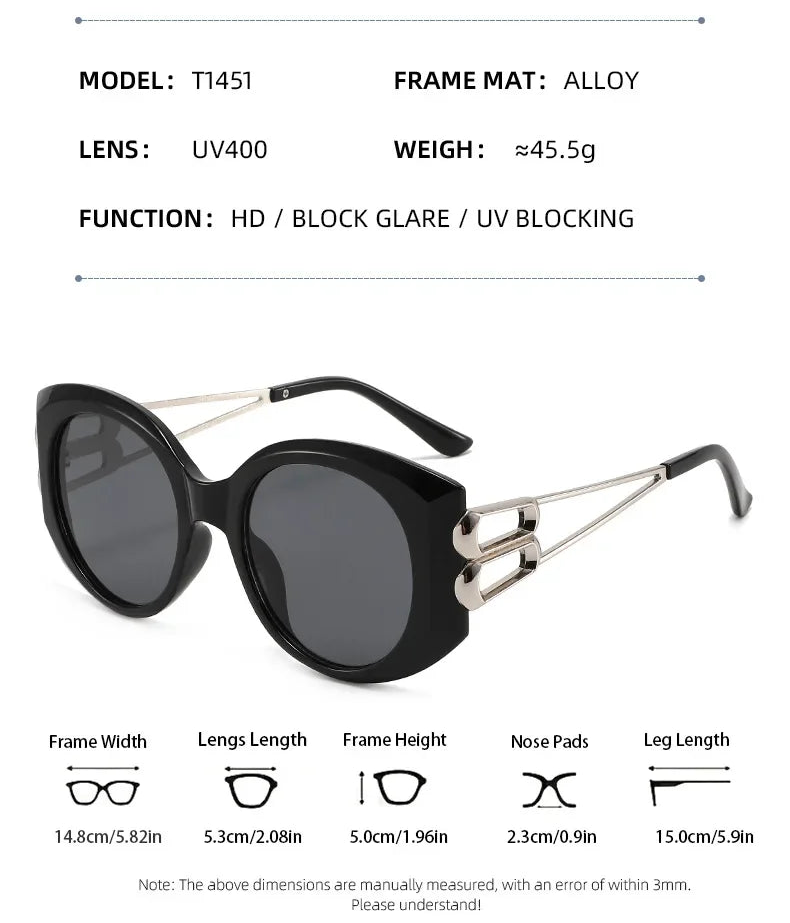 Details of Oversize Square Hollow Cat Eye Sunglasses