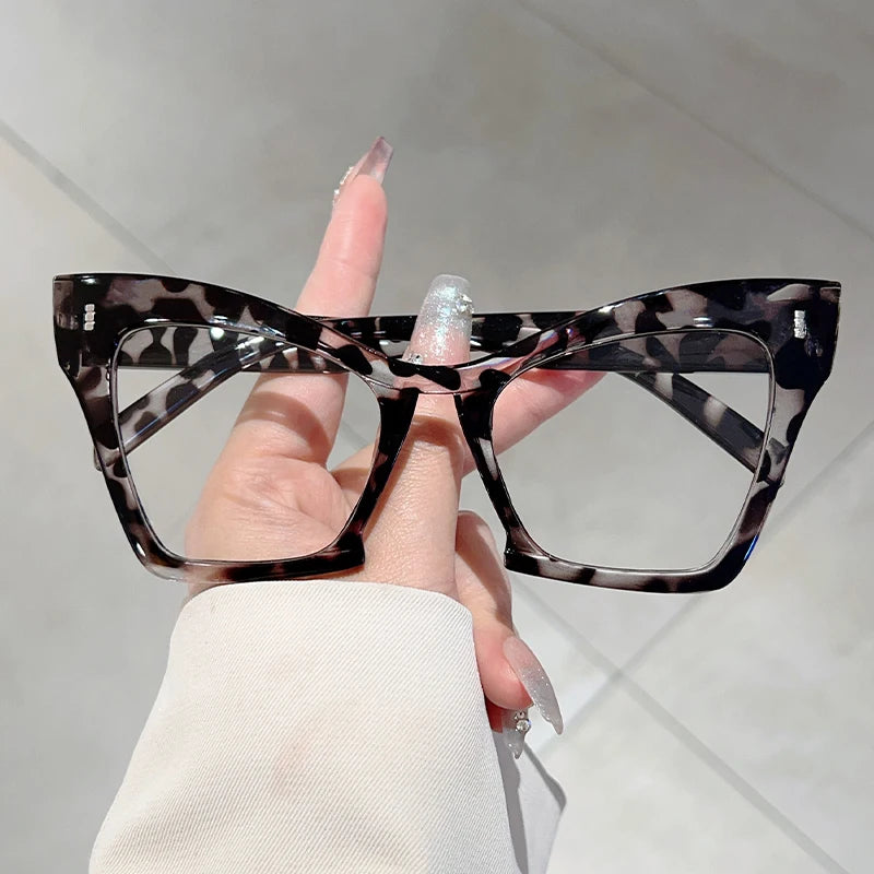 Black Oversized Blue Light Blocking Cat Eye Glasses