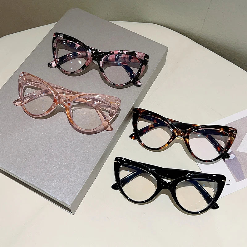 Collection of Oversized Cat Eye Blue Light Blocking Optical Frames Reading Glasses