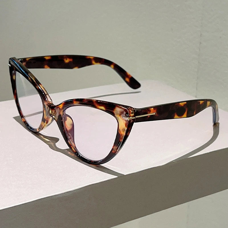 Leopard Oversized Cat Eye Blue Light Blocking Optical Frames Reading Glasses