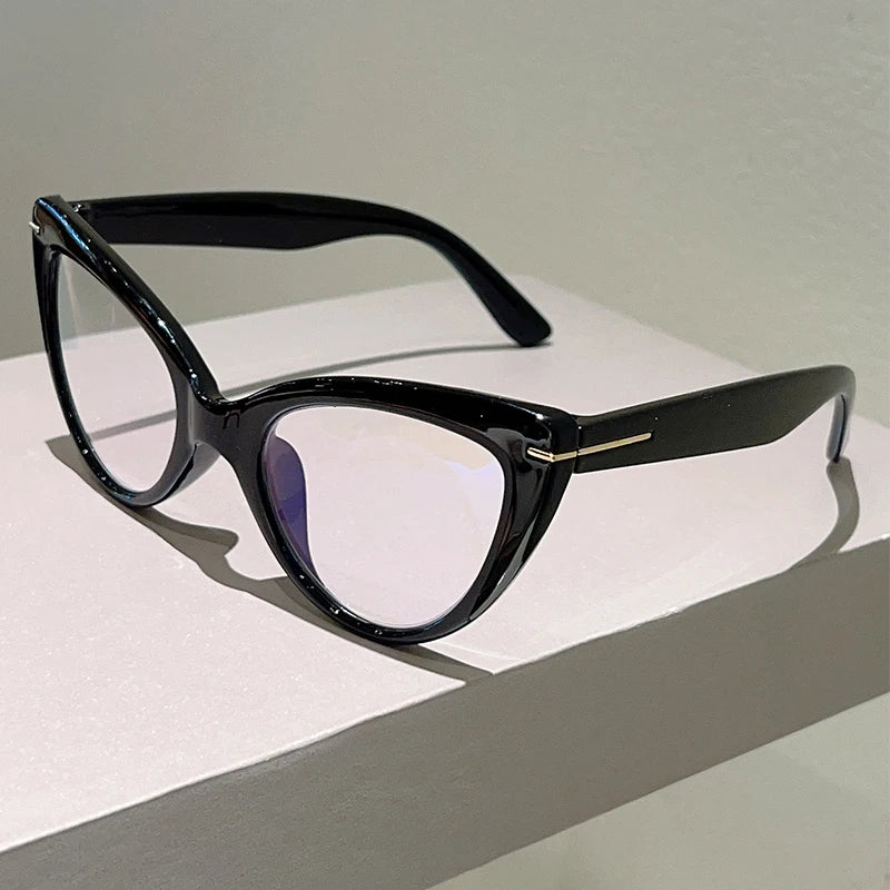 Black Oversized Cat Eye Blue Light Blocking Optical Frames Reading Glasses