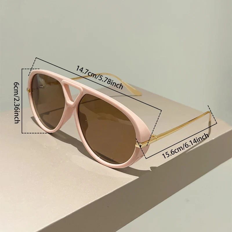Size of Oversized Double Bridge Pilot Sunglasses