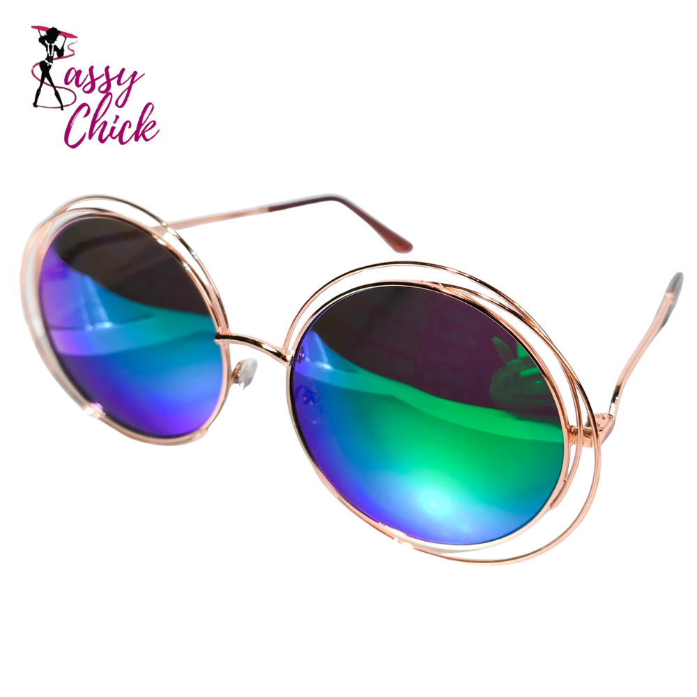 Oversized Fashion Round Gradient Lenses Sunglasses Sassy Chick Logo