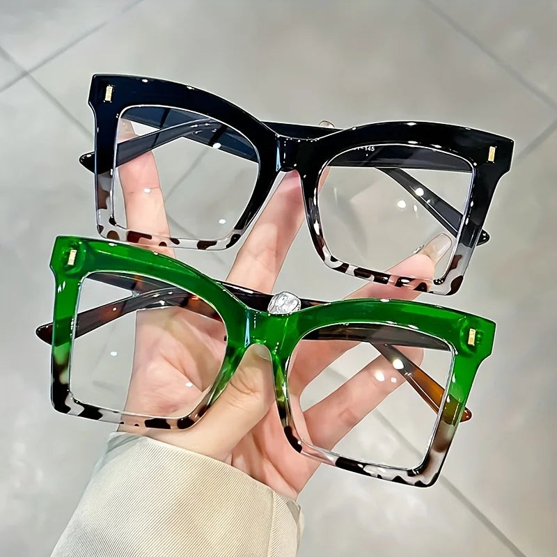 Collection of Oversized Frame Leopard Print Blocking Blue Light Eyeglasses