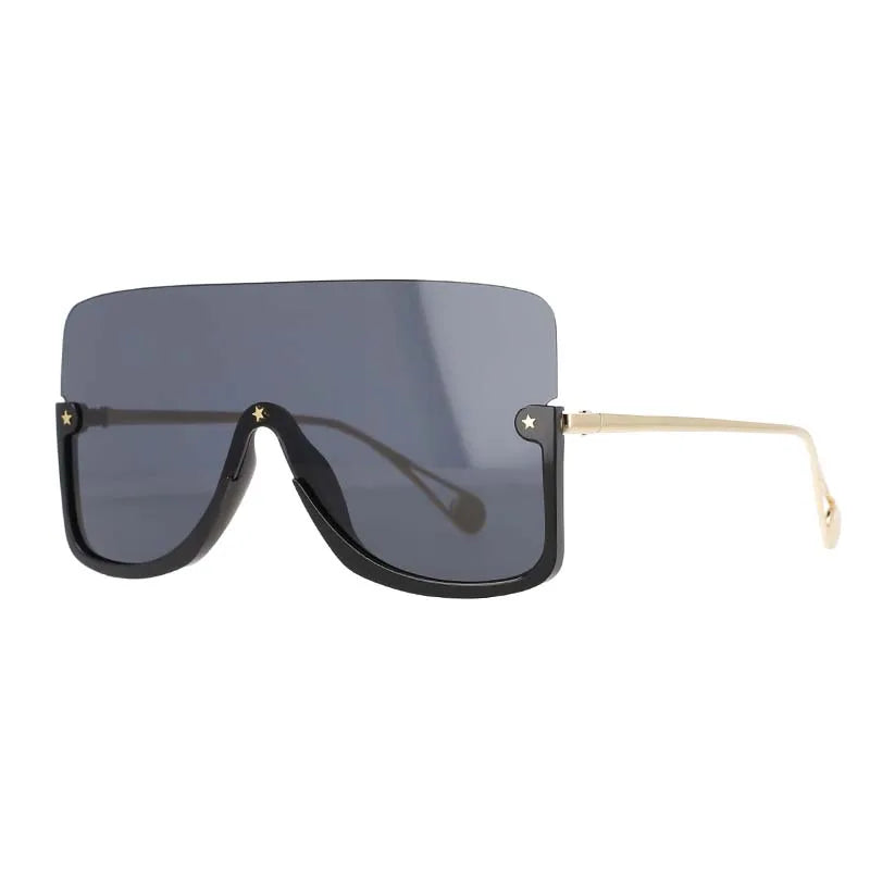 Black Oversized Gold Lens Sunglasses