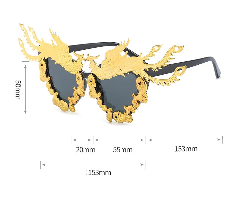 Size of Oversized Metal Patch Decoration UV400 Sunglasses