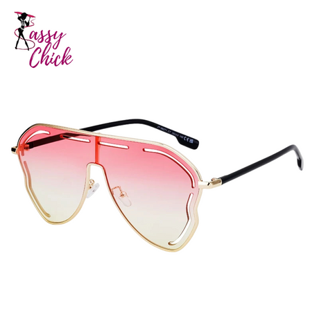 Oversized One-Piece Pilot Punk Sunglasses Sassy Chick Logo