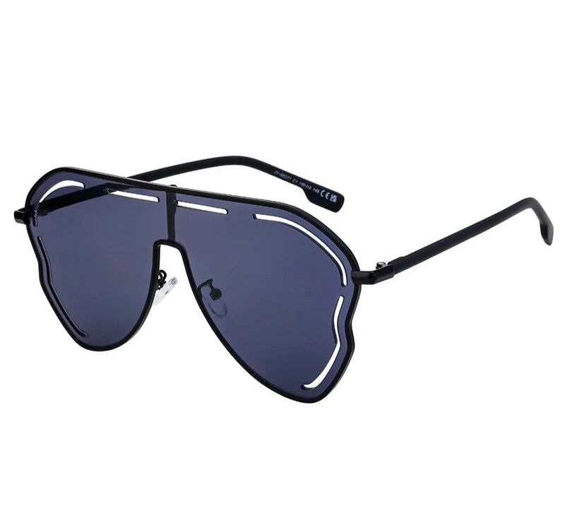 black Oversized One-Piece Pilot Punk Sunglasses