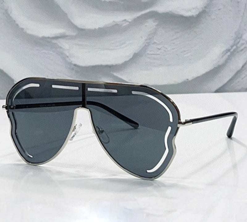 black Oversized One-Piece Pilot Punk Sunglasses