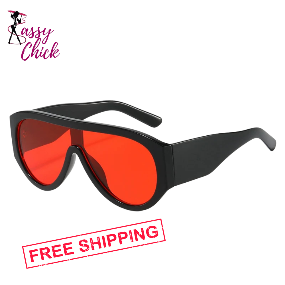 Oversized Pilot Sunglasses Sassy Chick Logo