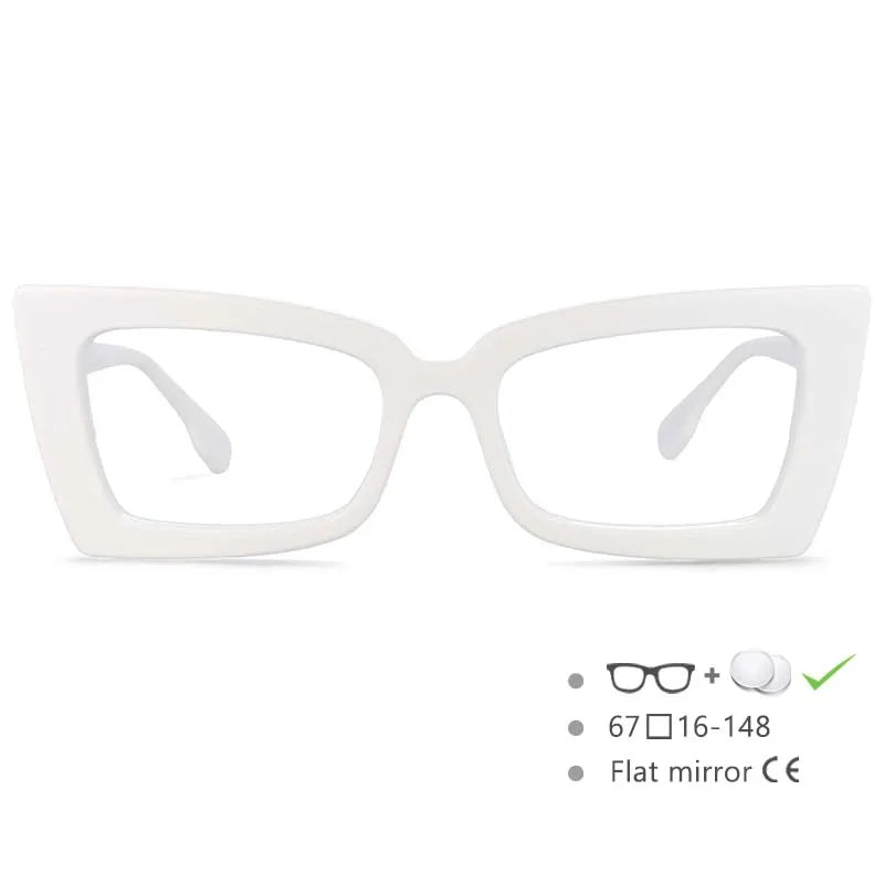 White Oversized Rectangle Cat Eye Eyeglasses