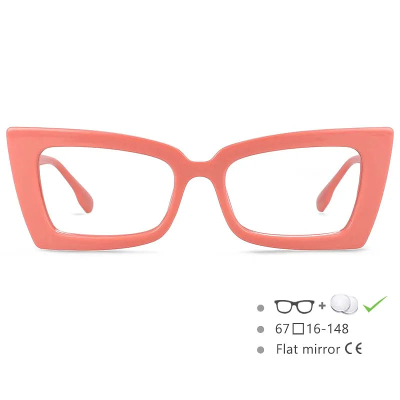 Pink Oversized Rectangle Cat Eye Eyeglasses