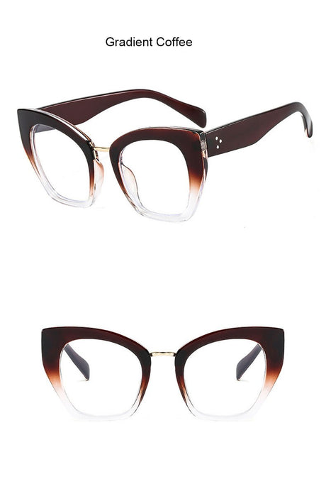 Oversized Retro Cat Eye Eyewear gradient coffee