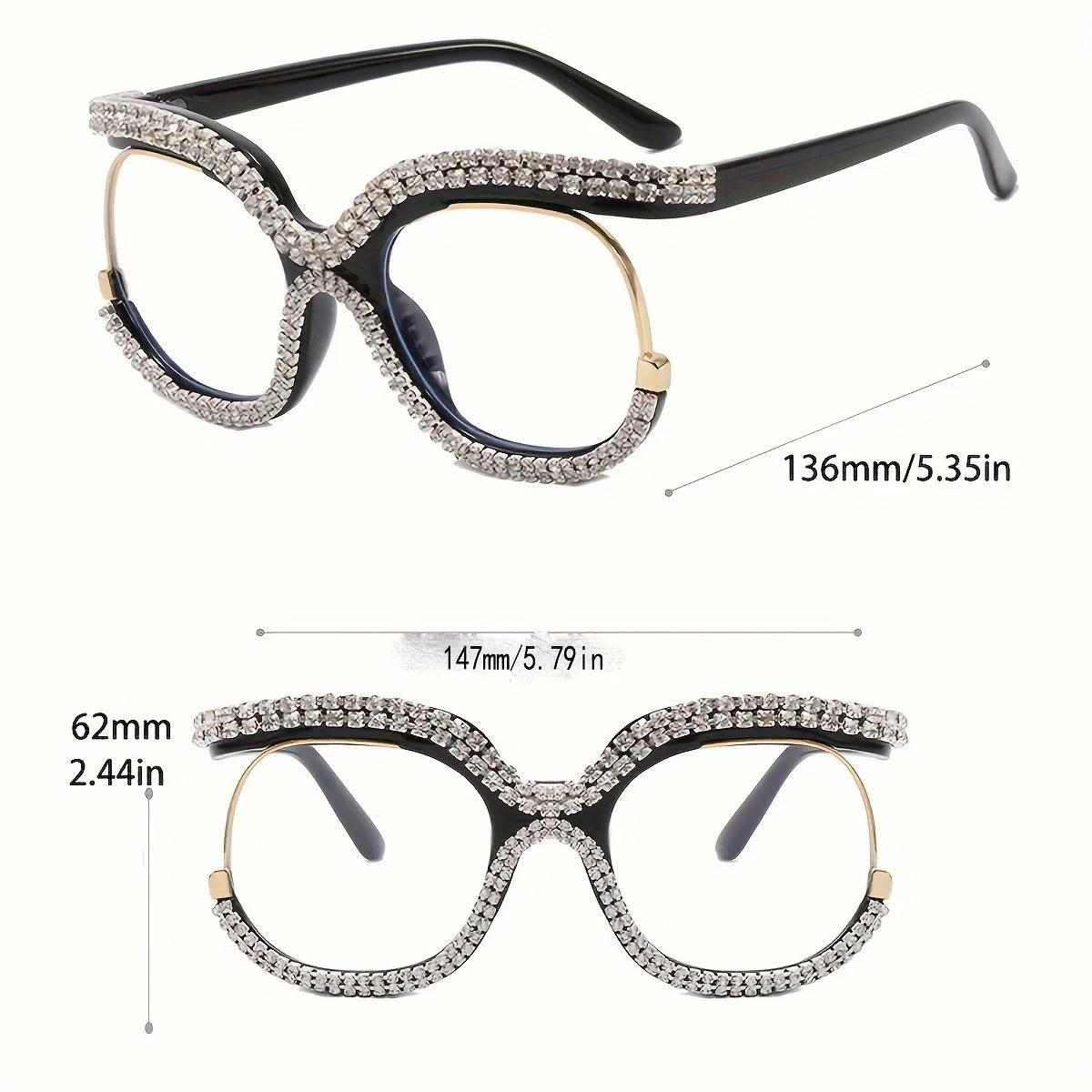 size Oversized Rhinestone Fashion Glasses